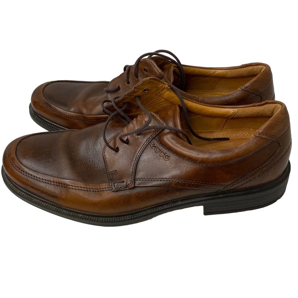 Ecco brown leather oxford‎ shoes distressed two tone lace up men 11.5 US